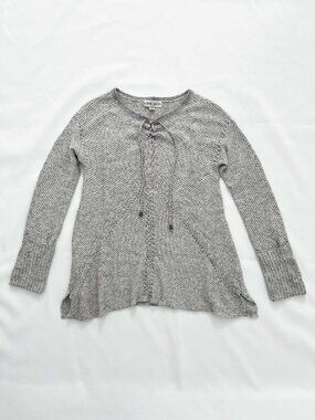Knox Rose Light Gray Knit Sweater with Drawstring Cords Women's XS